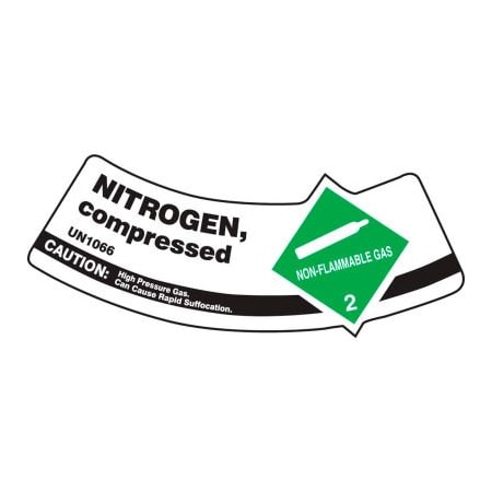 Accuform Gas Cylinder Shoulder Label, Nitrogen Compressed, Vinyl Adhesive, 5/Pack